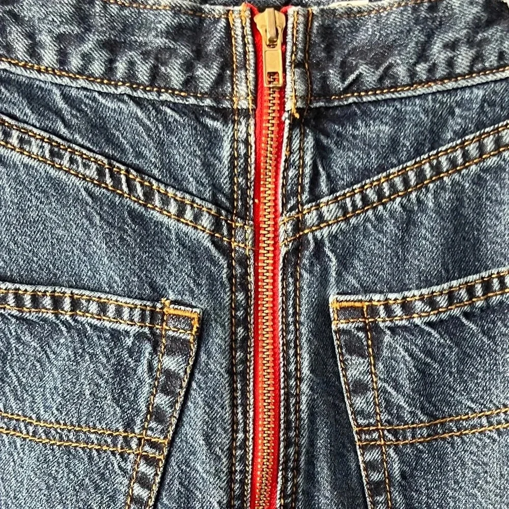 Urban Outfitters BDG Denim Red Zip Front Mini Skirt Size S